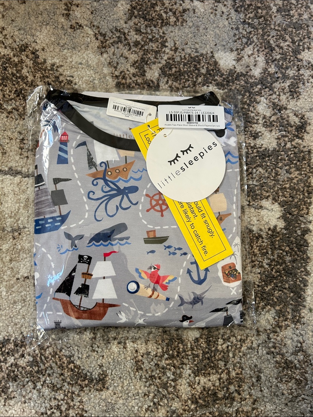 Little Sleepies Kids Pirate Print Sleep Sack - Gray